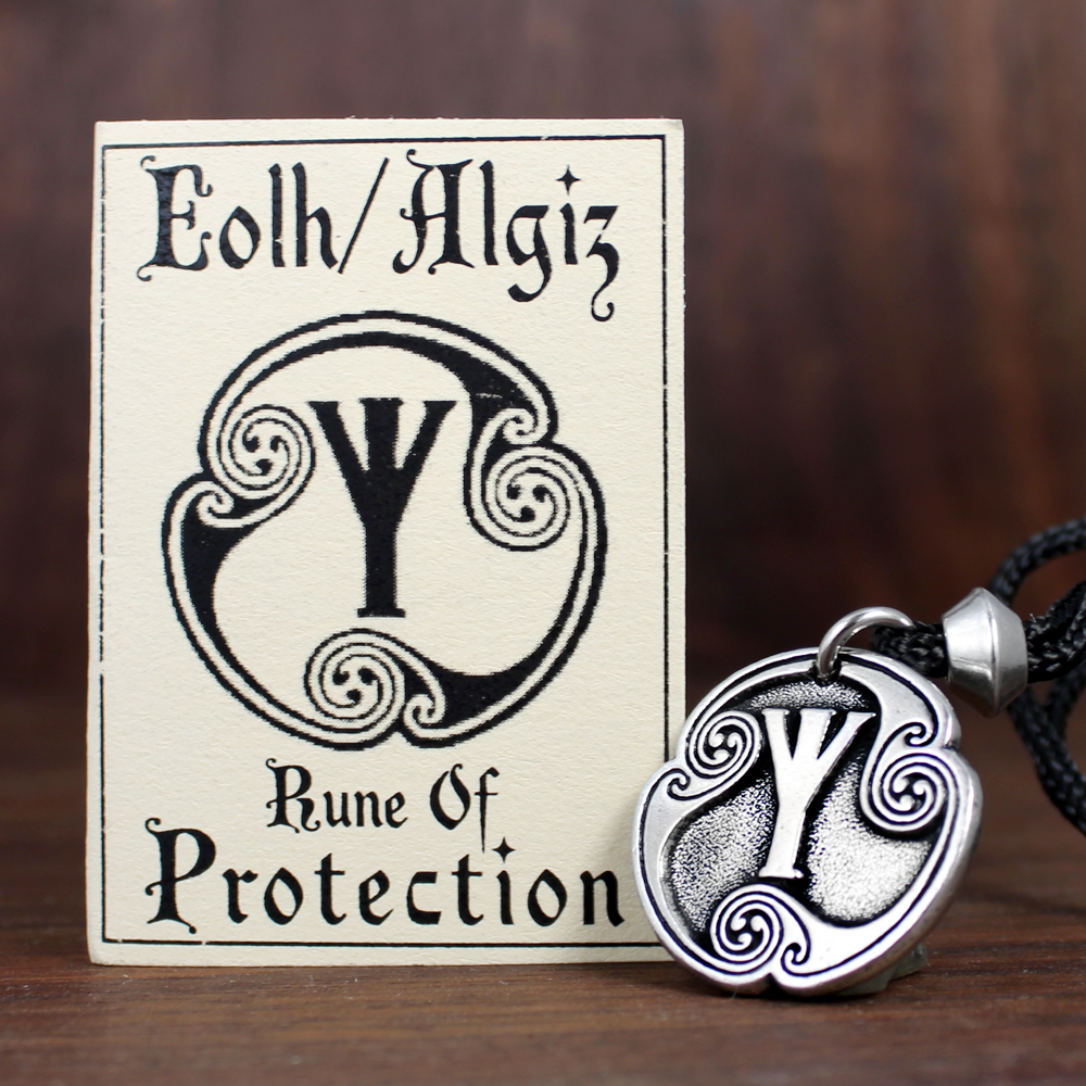 Algiz Norse Rune of Protection Necklace & Samhain Jewelry