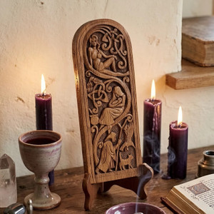 Wood Finish Maiden Mother Crone Wall Plaque by Pagan Artist Paul Borda or Dryad Design