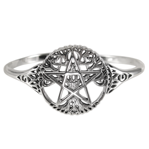 Druid Tree Branch Pentacle Ring – Sterling Silver Pagan Jewelry (Sizes 4-15)