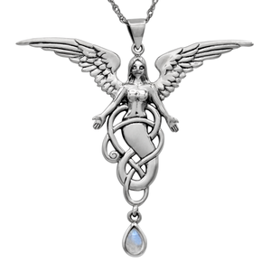 Sterling Silver Melusine Pendant with Rainbow Moonstone