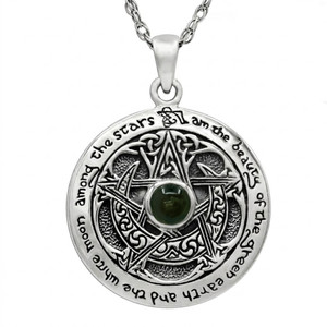 Moonlight Mysteries Sterling Silver Wiccan Pentacle Charm Pendant | .925 Silver | Wicca Pagan Talisman