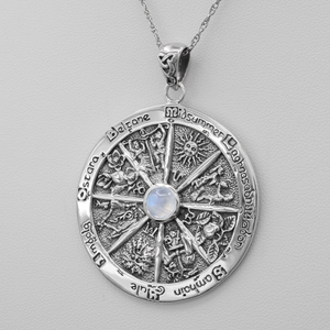 Discover the Best-Selling Wheel of the Year Sterling Silver Pendant Necklace, a cherished piece of Witch Jewelry that makes for perfect Wiccan & Pagan gifts and exceptional Yule gift ideas.