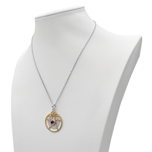 Sterling Silver Vermeil Crescent Moon Pentacle Pendant