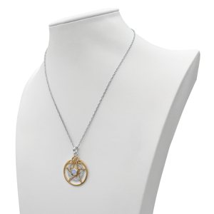 Sterling Silver Vermeil Crescent Moon Pentacle Rainbow Moonstone