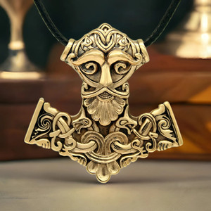 Bronze Thor Hammer Pendant Norse pagan God jewelry