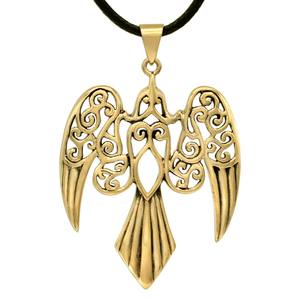 Morrigan Raven Pendant | Celtic Pagan Goddess | Bronze Jewelry |  Witch Necklace