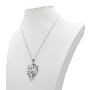Sterling Silver Morrigan Goddess Pendant with Rainbow Moonstone