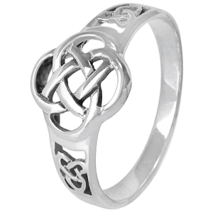 Sterling Silver Celtic Knot Dragon Triquetra Ring - Moonlight