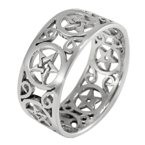 Silver Wiccan Pentacle Rings for Balance & Protection