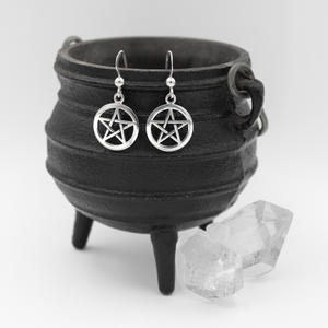 Earrings on Cauldron Pentacle Earrings - Witchy Witchcraft Jewelry for Pagan, Wiccans, Witches Samhain Ritual Jewelry