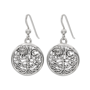 Silver Tree of Life Earrings Representing Balance of Day and Night and As Above So Below
