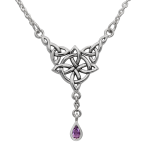 Sterling Silver Knot Witches Knot Real Amethyst Protection Necklace