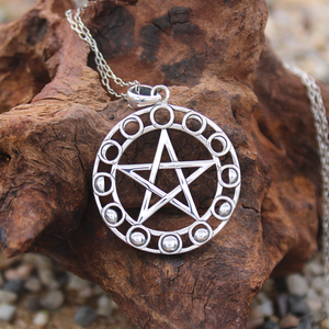 Moon Phase Pendant Necklace | Sterling Silver Witchcraft Witch Jewelry | Shop Pagan  Supplies