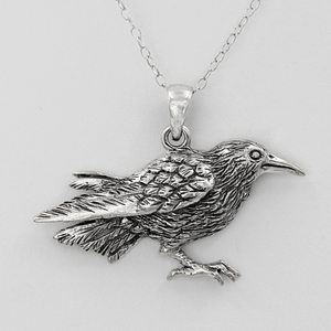 Raven Crow Pendant | Familiar Jewelry | Witchcraft Witch Necklace | Wiccan Gifts | Pagan Supplies