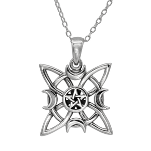 Witches Knot Witch Pendant Necklace, Jewelry in Sterling Silver