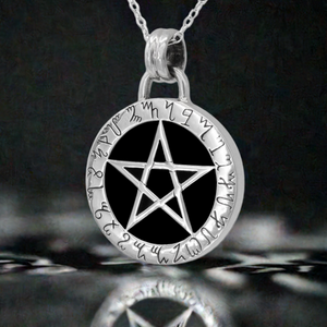 Sterling Silver Theban Scrying Disk Pentacle Pendant necklace | Samhain Jewelry