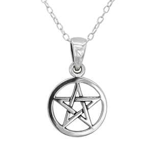 Tiny Pentacle Necklace Pagan Jewelry Sterling Silver Witch Pentagram Pendant Witchy Charm Amulet Wiccan Symbol