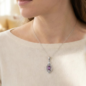 Sterling Silver Celtic Amethyst Necklace Luxury Witchcraft Jewelry
