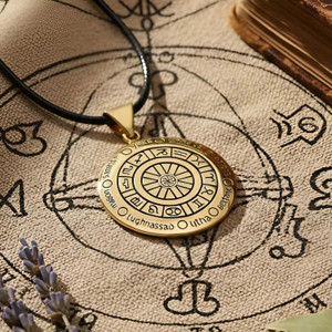 Wheel of the Year Pendant Solid Bronze Wiccan Pagan Calendar Necklace