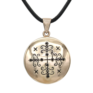 Papa Legba Pendant Necklace - Bronze Voodoo Veve Amulet Jewelry Papa Legba Pendant Necklace - Bronze Voodoo Veve Amulet Jewelry