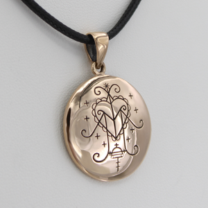 Ezili Erzulie Freda Jewelry - Bronze Voodoo Veve Loa Lwa Pendant Necklace Ezili Erzulie Freda Jewelry - Bronze Voodoo Veve Loa Lwa Pendant Necklace