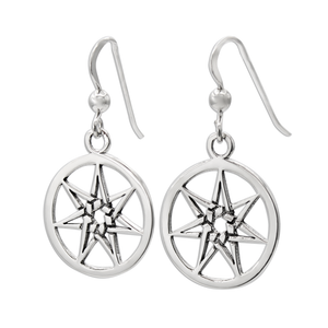 Fairy Star Earrings - Sterling Silver Septagram Heptagram Dangle Jewelry