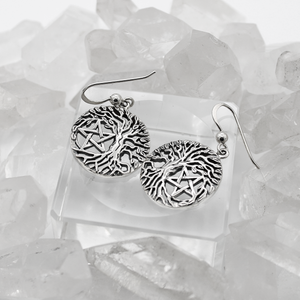 .925 Sterling Silver Wicca Jewelry Tree of Life with Pentagram Symbol
