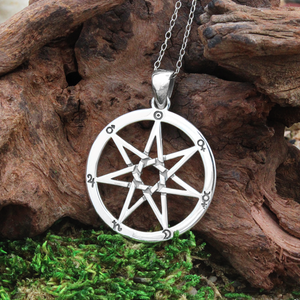 sterling silver faery star septagram necklace wiccan witchcraft pagan occult jewelry fairycore witchcore faery wicca