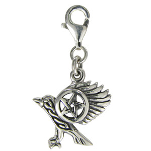 10 Clip on Wiccan Bracelet Charms Pentacle Athame Chalice Witch Tree  Triquentra Sun Moon Bos Goddess Wicca Pagan Silver 