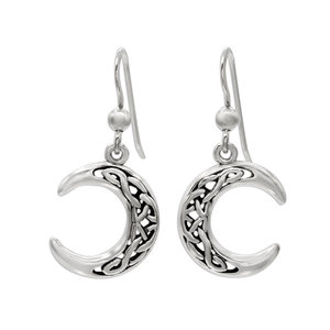 Crescent Moon Earrings - Sterling Silver Celtic Dangle Jewelry