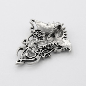 Back of large dragon pendant made of .925 sterling silver