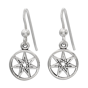 Fairy Star Earrings - Sterling Silver 7 Pointed Star Dangle Jewelry