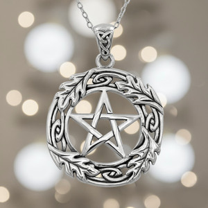 Oak Leaf Pentacle Jewelry Wicca Celtic Pagan God Oak King Pendant Necklace Yule Gift Image