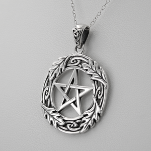Oak Leaf Pentacle Jewelry Wicca Celtic Pagan God Oak King Pendant Necklace Oak Leaf Pentacle Jewelry Wicca Celtic Pagan God Oak King Pendant Necklace