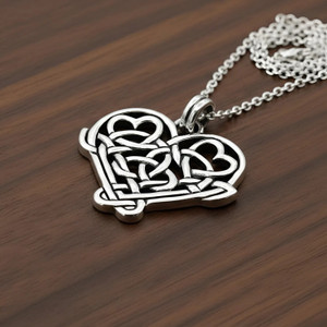 Celtic Heart Love Knot Pendant Necklace Made from Sterling Silver