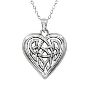 Romantic sterling silver Celtic love necklace with interlocking knots