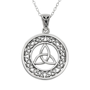 Triquetra Pendant Celtic Trinity Knot Necklace in .925 Sterling Silver