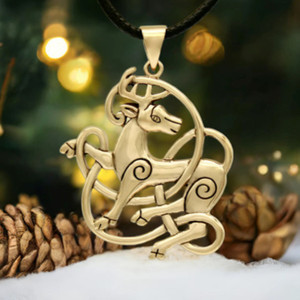 Celtic Pagan Jewelry Bronze Stag Knot Necklace for Gift for Yule Celtic Pagan Jewelry Bronze Stag Knot Necklace for Gift for Yule
