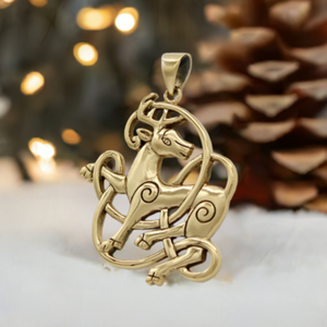 Celtic Stag Necklace Yule Gift Ideas Pagan Jewelry Pendant Necklace Bronze winter solstice ritual tool wicca supplies Celtic Stag Necklace Yule Gift Ideas Pagan Jewelry Pendant Necklace Bronze winter solstice ritual tool wicca supplies