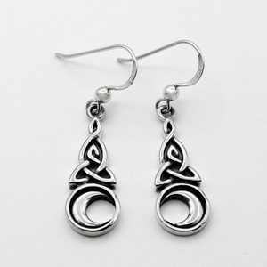 Witchy Crescent Moon and Triquetra Earrings Celtic Pagan Jewelry