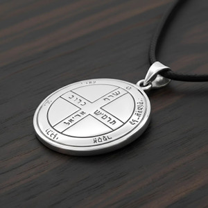 King Solomon Talisman Necklace Sixth Pentacle of Jupiter Silver Medallion