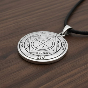 Fifth Pentacle of Saturn Protection Amulet Pendant in Polished Silver