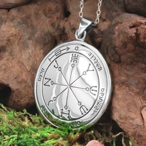 Sixth Pentacle of Mars Protection Amulet Pendant in Polished Silver