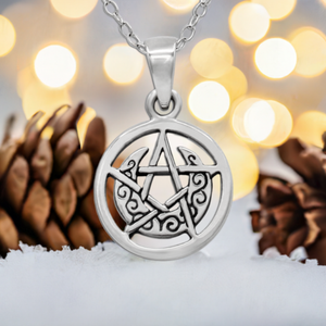 witchy jewelry gift and pagan pendant offering beautiful tiny sterling silver pentagram necklace a perfect gift for women on a spiritual metaphysical & occult journey that symbolizes wiccan & witchcraft used as a protection amulet supplies