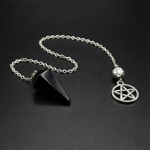 Handcrafted Black Obsidian Pentacle Pendulum - Divination Altar Tools & Witchcraft Supplies