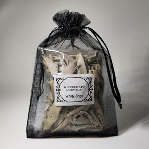 White Sage | smoke cleansing | natural incense | Witchcraft supplies | Apothecary Herb | loose leaf white sage | purification herb | Magic Practice | Organza Mojo Bag | Witchcraft Essentials | Ritual Spell Supplies | Esbat & Sabbat Rituals | Sacred Space |  Occult Altar Tools |  Witchy Gifts | Wiccan Supplies | Home and Garden | Handmade Spell Ingredients