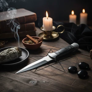 The Traditional Athame with Sheath | Ritual Altar Dagger | Black-handled Knife | Altar Tool | Ceremonial Magic Blade | Wiccan Supplies | Pagan Spiritual Esoteric Items