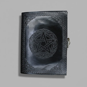 Black Pentacle with Celtic Knotwork - Leather Book of Shadows - Witch Store Supplies - Wiccan Gifts Black Pentacle with Celtic Knotwork - Leather Book of Shadows - Witch Store Supplies - Wiccan Gifts
