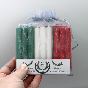 Yule spell candle Gift Set for Yule Altar, these candles are essential witch supplies for all your winter rituals. Housed in a silver organza bag, this set makes for a thoughtful witchy gift or a stunning piece of yule decor. Dive into the world of witchcraft and paganism with these powerful magical tools for your yule altar or as a perfect gift this winter solstice. Yule spell candle Gift Set for Yule Altar, these candles are essential witch supplies for all your winter rituals. Housed in a silver organza bag, this set makes for a thoughtful witchy gift or a stunning piece of yule decor. Dive into the world of witchcraft and paganism with these powerful magical tools for your yule altar or as a perfect gift this winter solstice.