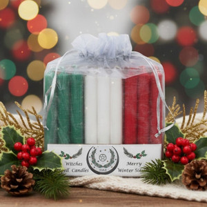 Yule spell candle Gift Set | Yule altar decor | Essential witch store supplies | winter ritual candles | gift set | witchy gifts | yule decor | wicca witchcraft paganism | magical tools | winter solstice present.